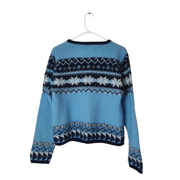 Vtg Tally Ho Wool Winter Fair Isle Thick Knit Cardigan Sweater Medium - Picture 2 of 10